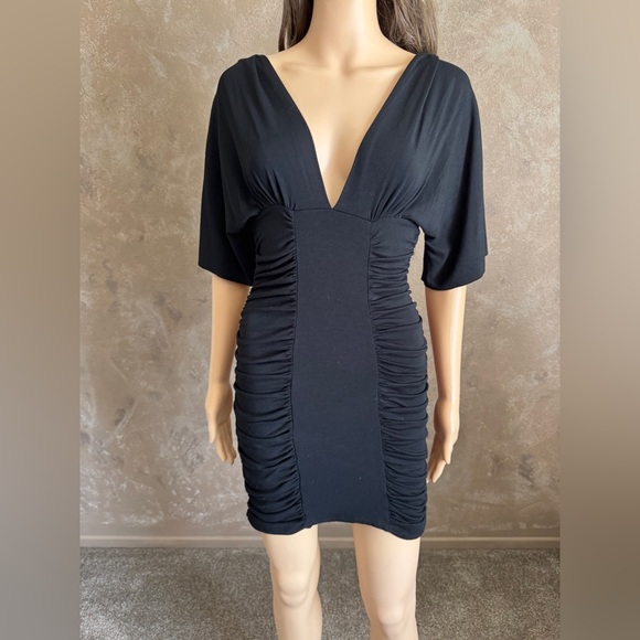 Designer Black Mini Dress Rachel Pally Sz M Party Club Outfit Y2K 2000s Dress - Picture 1 of 12